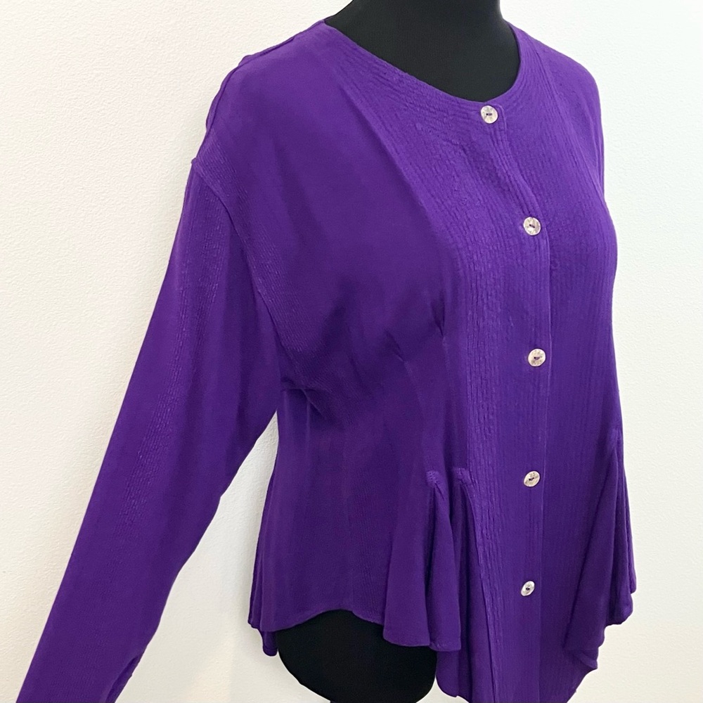 Long Sleeve Purple Button Down Sweater Top
